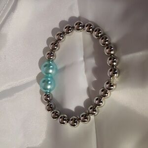 handcrafted beaded bracelet made with silver beads
